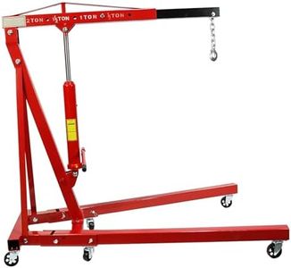 CHEINAUTO Engine Hoist, 2 Ton Folding Cherry Picker Shop Crane Hoist Lift, Heavy Duty Hydraulic Engine Crane with 6 Casters, Engine Hoist Lever for Engine Lifting Loading (4400 LBS)