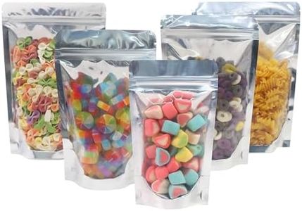 SumDirect Reusable Aluminium Foil Zipper Stand Up Food Pouches Bags with Notch for Food Storage 6.6x9 Inches,28oz,Pack of 50