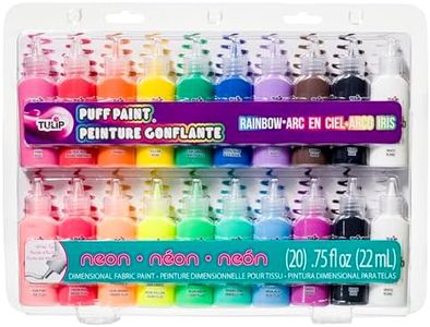 Tulip Fabric Paint Pack - Non-Toxic and Permanent 3D Puff Paint for Fashion Party, 20 Color Pack
