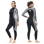 Yueta Womens Wetsuit, 3MM Neoprene Wet Suits, Front Zipper Ladies Wetsuit for Swimming Diving Scuba Surfing Snorkeling