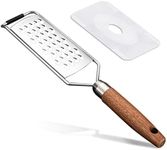 ESSBES Large Hole Stainless Steel Grater-Cloth Wheel Mirror Polishing Process Handheld Grater, Sapele Wood Handle Non-Slip Durable Large Hole Grater, Suitable For Ginger, Garlic, Nutmeg, Chocolate