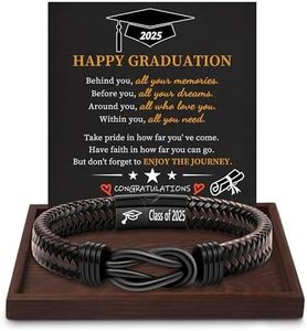 Btysun 2025 Graduation Gifts for Teen, Pharmacist Graduation Gifts for Him 2025 Leather Bracelet for Men Graduate Bracelet Infinity Knot Middle School College High School Happy Grad Jewelry Gift Set