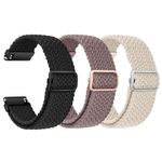 AGUPERFIT Quick Release Watch Strap 22mm - 3 Pcs, Adjustable Nylon Braided Stretchy Band Breathable Elastic Replacement Bracelet for Smartwatches and Wristwatches (Starlight+Smoke Violet+Black)