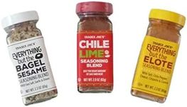 Trader Joe's BBQ Seasoning 3 Pack With 1 Each Everything But The Bagel 2.3 oz, Chile Lime 2.9 oz and Elote 2.3 oz Bottles