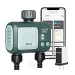 Diivoo WiFi Water Timer 2 Outlets, Smart Sprinkler/Hose/Tap Timer Compatible with Alexa & 5 Irrigation Plans & Rain Delay, Garden Watering Systems Controller with 2 Watering Modes for Lawn Yard