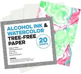 IMPRESA 20 Pack 8 x 12 Alcohol Ink & Watercolor Paper - Reusable Non-Absorbent Synthetic Paper Polypropylene for Use with Alcohol Inks, Watercolor, Acrylic Painting - Silky Smooth Compare to Yupo