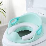 Potty Training Toilet Seat for Boys and Girls with Cushion and backrest,Toddler Toilet Training Potty Seat (Green)