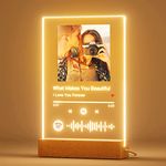 Personalized Acrylic Song with Photo-Customized spotify Music Plaque,Custom Transparent Picture Album Cover Scannable Spotif Code Night Light,Customized Gifts for Girlfriend Boyfriend