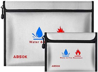 Fireproof Document Bag, Fireproof Money Safe Document Bag 15 x 11 in & 9 x 7 in Set Non-Itchy Silicone Coated Fire Resistant Bag Fireproof Safe Storage for Money, Documents, Jewelry and Passport