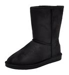 BEARPAW Emma Short Women's Classic Winter Slip On Boots, Lightweight Suede Boots, Multiple Colors, Black Smooth, 8