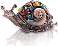 YU FENG Brown Snail Hinged Trinket Box Hand-Painted Jewelry Box Bejeweled Box Collectible for Women
