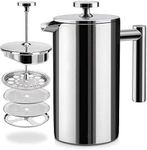 One&One 350ml/2 Cup Coffee Plunger,Insulated French Press Coffee Maker, Steel Plunger Coffee Press Maker.