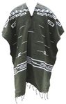 Del Mex Clint Eastwood Spaghetti Western Cowboy Poncho Costume Sweater- Handwoven Made in Mexico, Olive Green, One Size