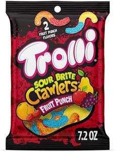 Trolli Sour Brite Crawlers, Candy, Fruit Punch, Sweet and Sour, Gummy Worms, 7.2 oz