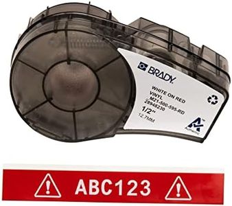 Brady M21-500-595-RD BMP21 Tape B- 595 Indoor/Outdoor Vinyl Film Size: 1/2" X 21', White on Red