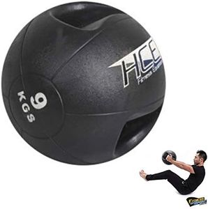 HCE 9kg Dual Grip Medicine Exercise Ball Set Commercial Weighted Rubber Med Balls Double Comfort Handles Ideal for Plyometrics, Therapy, Yoga, CrossFit, Circuits, Abs Workout, Medball Core Training Ball by Fitness and Sport