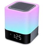 Night Lights Bluetooth Speaker,HoaBoly Alarm Clock Wireless Bluetooth Speakers,Touch Sensor Bedside Lamp,Color Changing Night Lights for Kids,MP3 Music Player, Speakerphone/TF Card/AUX-in Supported