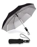 Destinio Umbrella for Rain & Sun | 3 Fold Big Size (23.5 Inch) Auto Open Manual Close | UPF 50+ UV Protection Umbrella with Silver Coating | Windproof Compact Travel Umbrela for Men & Women- Black