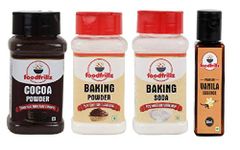 foodfrillz Cocoa Powder(60 g) | Baking Powder(100 g) | Baking Soda(140 g) | foodfrillz Vanilla Essence(30 ml)