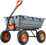 Heavy Duty Garden Dump Cart 408 kg Capacity, Quick Release Dump Utility Wagon with 25.4 cm Pneumatic Tires, 180° Rotating Handle & Removable Mesh Sides – Folding Yard Cart for Lawn, Farm, Gardening