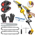2-in-1 Cordless Pole Saw and Mini Chainsaw,6 Inch Mini Chainsaw Cordless with Extension Pole,Brushless Electric Pole Saw Long Reach Battery Powered Pole Saw for Tree Trimming Pruning and Wood Cutting