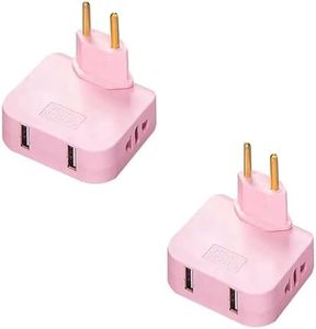 Adaptador de Enchufe de la UE, extensión Plegable, convertidor de Viaje, portátil, sincronización de Carga, Tomas eléctricas Ligeras (Pink with 2USB Charging Ports)
