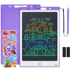 Coolzon Colourful LCD Writing Tablet Kids, 12 Inch Erasable Writing Tablet with Lock Function Kids Drawing Pad for Painting Drawing and Memo Lists,Free Animal Cartoon Stickers,Purple