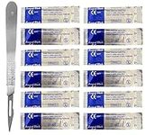 12 Pcs Scalpel Blades #11 BP Scalpel Handle #3 dermaplane Scalpel Suitable for Surgical Sign Craft Card Making Cutter Podiatry Dental Medical Vet Student