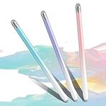 Stylus Pen for Touchscreens, High Sensitivity 2 in 1 iPad Pencil with Double Fibre Tips, iPad Stylus Pen for Apple iPad/iPhone/Tablet and All Universal Touch Screens (Pink/Blue/Purple)