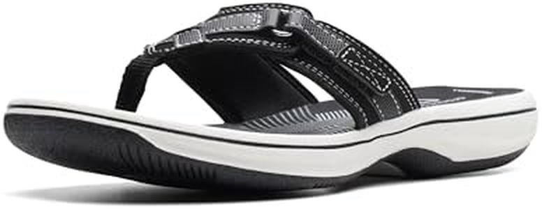 Clarks Women's Breeze Sea Flip-Flop, Black Synthetic, 10