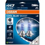 OSRAM COOL BLUE® BOOST, H7, halogen headlight lamps, up to 5500K, Hanging folding box (2 lamps), offroad use only