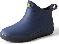 Men's Ankle Rain Boots Waterproof PVC Short Rubber Garden Boots, Dark Blue, 9