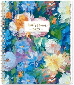 2025 Monthly Planner - JAN. 2025 - DEC. 2025 Monthly Planner, 8.5" x 11", 2025 Calendar Monthly Planner with Contacts and Back Pocket, Twin-Wire Binding - Floral