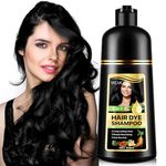 Hair Color Shampoo for Gray Hair (5Colors), Hair Dye Shampoo–Colors Hair in Minutes, Long-Lasting Color, 3-In-1 Shampoo for Color Treated Hair, Natural Herbal Ingredients Nourish Your Hair (Black)