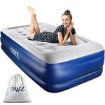 OWZ Air Mattress, Single Size Inflatable Air Bed, 3 Mins Quick Self-Inflation Airbed with Electric Built in Pump, Raised Pillow & Structured Beam Air-Coil Technology, 74x39x18in, 550lbs