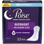 Poise Incontinence Pads for Women/Bladder Leakage Pads/Bladder Control Pads, 8 Drop, Overnight Absorbency, Extra-Coverage Length, 22 Count