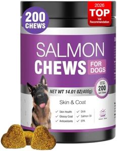 Omega 3 Skin and Coat Supplement for Dogs 200 Chews Dog Fish Oil Supplements with EPA & DHA Fatty Acids Dry Skin Relief for Dogs Shedding Allergy Itching Promotes Heart Hip Joint Health Salmon Flavor