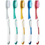 WLLHYF 5 Pcs Extra Soft Toothbrushes Portable Manual Flossing Toothbrush Travel Kit Ultra Clean Bristle Toothbrushes Painless Brushing for Adult Sensitive Teeth Gums