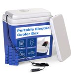 Electric Cooler Box of 22L | Large Cool Box Powered By 12V In-Car Cigarette Lighter Socket | Portable Cooler for Camping & Picnics | One Active Lid with Cooler Fridge | One Passive Lid | 2 Ice Packs