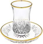 Godinger Dublin Crystal Kiddush Cup and Saucer with Gold Edge