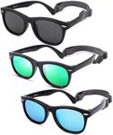 Polarized Baby Sunglasses with Strap - Unbreakable Flexible Infant Sunglasses for Toddlers Age 0-24 Months (Balck/Gray + Black/Blue + Black/Green) - 3 Pack