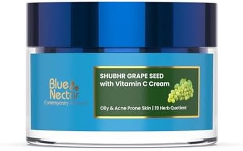 Blue Nectar Vitamin C Face Moisturizer for Oily & Acne Prone Skin with Grapeseed | Oil-Free | Lightweight Cream for Women (19 herbs, 50g)