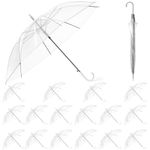 Hestya 16 Pack 37.4 Inch Clear Umbrellas for Wedding White Transparent Umbrella Dome See Through Umbrella Windproof Umbrella Handle Semi-automatic for Woman Men Bride Bridesmaid Party