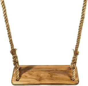 ValueHall Wooden Hanging Swing Seat Wooden Swing Chair Wooden Tree Swing with Adjustable Hemp Rope for Both Adults and Kids V7110C