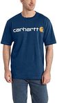 Carhartt Men's K195 Short Sleeve Logo T-Shirt - Medium - Dark Cobalt Blue Heather/White