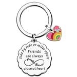 HULALA Friendship Keyrings For Women Best Friend Leaving Long Distance Gifts Love Heart Keychain Engraved Side By Side Or Miles Apart Friends Are Always Close At Heart