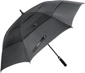 LANBRELLA Golf Umbrella Windproof Stick Umbrella Three Canopy Vented Auto Open Close 62 Inch-A1.1.Black