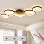 BAYHT LED Ceiling Light for Living Room Black Round Dimmable LED Ceiling Light 50W 9500LM with Remote Control 3000K-6500K Suitable for Living Room Bedroom Ceiling Light