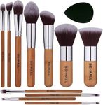 Bamboo Makeup Brush Set - 11 brushes plus beauty blender for Foundation, Eyeshadow, Bronzer, Powder, Concealer