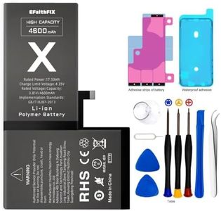 EFAITHFIX 4600mAh Upgraded Replacement Battery Compatible with iPhone X, High Capacity New 0 Cycle A+ Battery Replacement for iPhone 10, for Model A1865, A1901, A1902 with Complete Repair Tool Kit